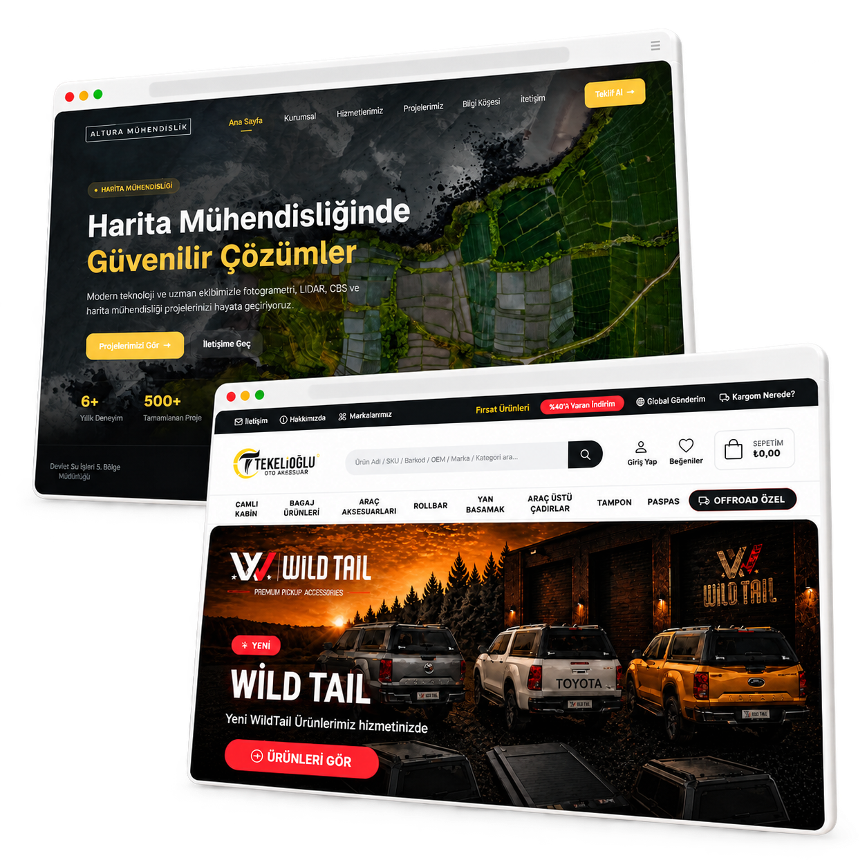 Tekelioğlu Oto Aksesuar ve Altura Mühendislik web sitesi projeleri