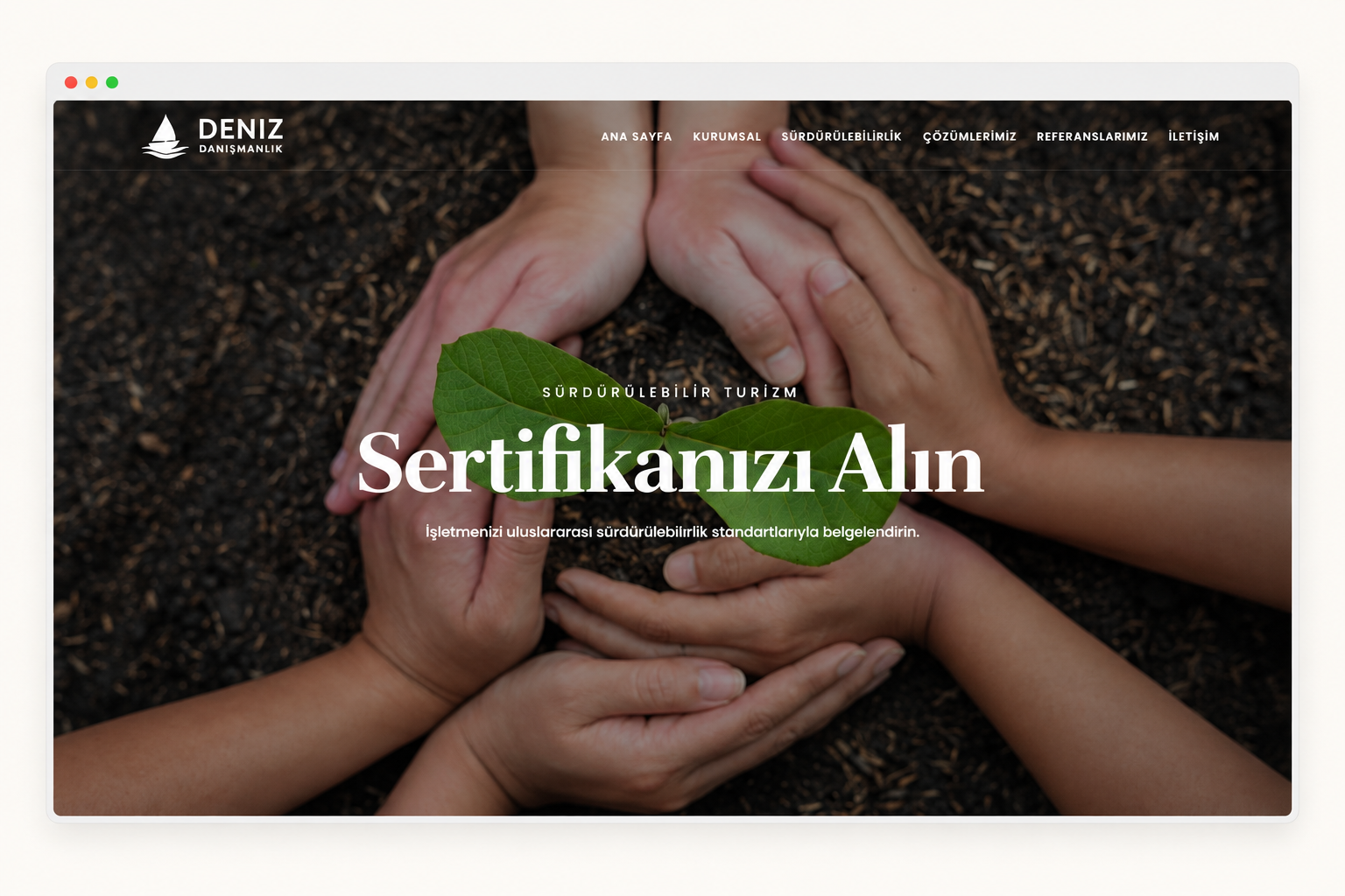Deniz Danışmanlık kurumsal web sitesi ana sayfa görünümü