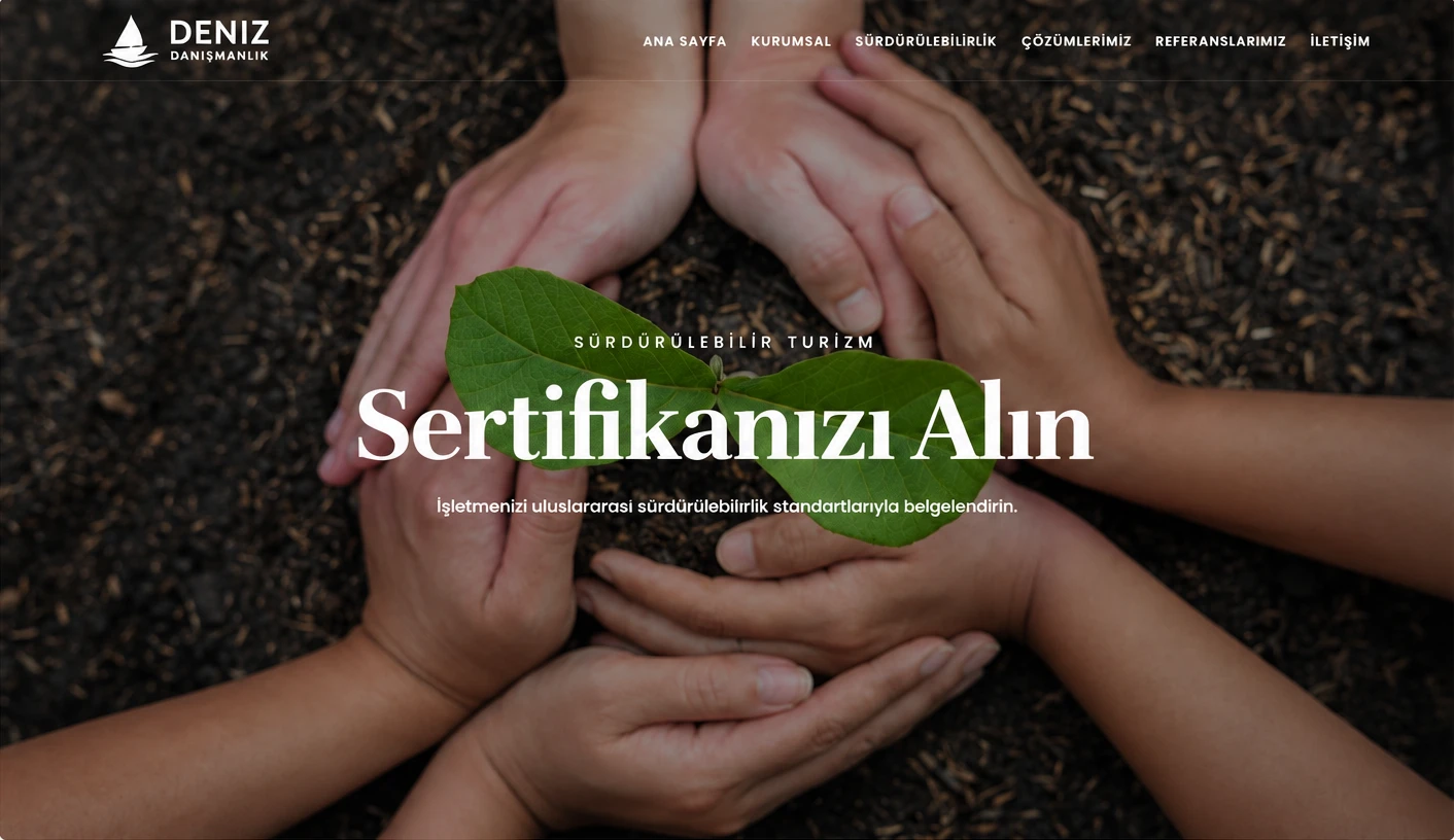 Deniz Danışmanlık kurumsal web sitesi ana sayfa görünümü